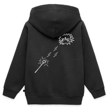 Zauberstab, Blitze, ZAP! - Kinder Premium Organic Zip Hoodie - Schwarz - Hinten - AI Model Kid Male (0cm)
