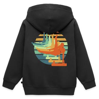Retro Gymnastik - Cooles Geschenk für Männer Turner - Kinder Premium Organic Zip Hoodie - Schwarz - Hinten - AI Model Kid Male (0cm)