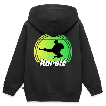 Karaté - Sweat Premium à capuche zippé enfant bio - noir - Dos - AI Model Kid Male (0cm)