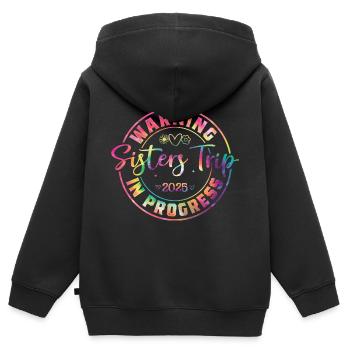 Avertissement de fin de semaine des infirmières Voyage des sœurs - Sweat Premium à capuche zippé enfant bio - noir - Dos - AI Model Kid Male (0cm)