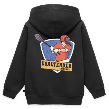 Lacrosse - Kinder Premium Organic Zip Hoodie - Schwarz - Hinten - AI Model Kid Male (0cm)