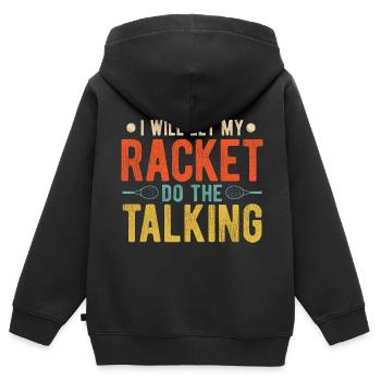 Tennisplatz Spruch Für Tennis - Kinder Premium Organic Zip Hoodie - Schwarz - Hinten - AI Model Kid Male (0cm)