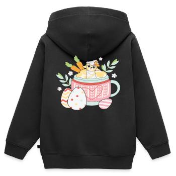 BOW Oster-Chibi-Pokal - Kinder Premium Organic Zip Hoodie - Schwarz - Hinten - AI Model Kid Male (0cm)