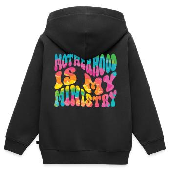 Mom Life Mama Mutterschaft Ist Mein Ministerium - Kinder Premium Organic Zip Hoodie - Schwarz - Hinten - AI Model Kid Male (0cm)