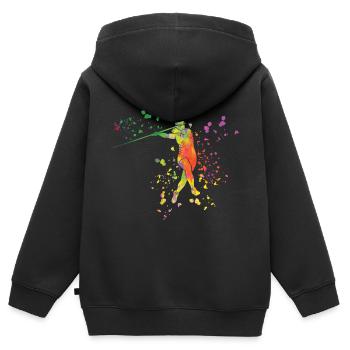 Lancer de javelot Colorsplash Lancer de javelot - Sweat Premium à capuche zippé enfant bio - noir - Dos - AI Model Kid Male (0cm)