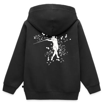 Lancer de javelot Colorsplash Lancer de javelot - Sweat Premium à capuche zippé enfant bio - noir - Dos - AI Model Kid Male (0cm)