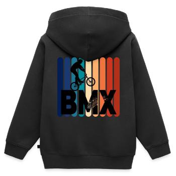 BMX style extreme color - Kids Premium Organic Zip-up Hoodie - black - Back - AI Model Kid Male (0cm)