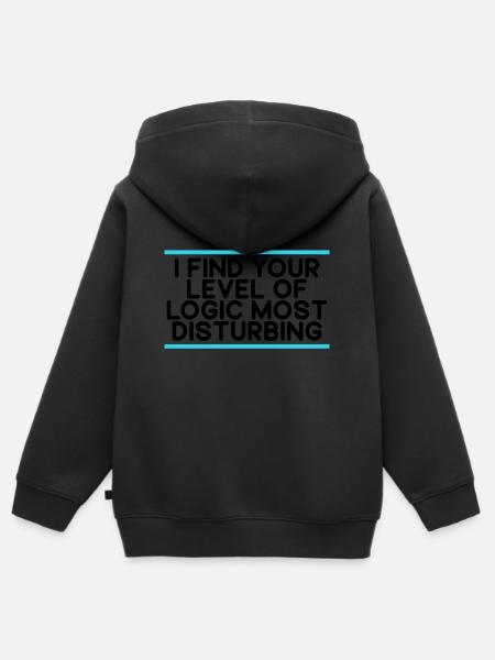 Sarkasmus-Geschenk Finden Sie Ihr Niveau der Logik störend - Kinder Premium Organic Zip Hoodie - Schwarz