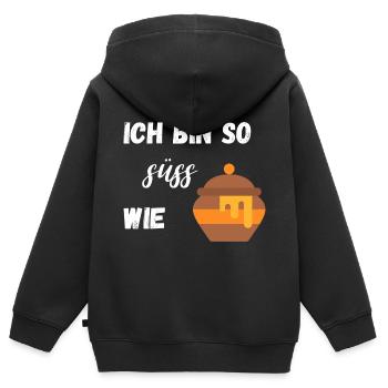 Ich bin so süss wie Honig - Kinder Premium Organic Zip Hoodie - Schwarz - Hinten - AI Model Kid Male (0cm)