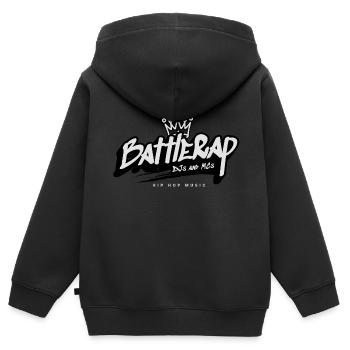 BattleRap Royalty – Kings Crown Edition - Kinder Premium Organic Zip Hoodie - Schwarz - Hinten - AI Model Kid Male (0cm)