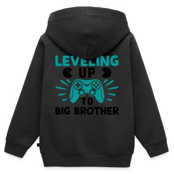 Level up zum großen Bruder - Kinder Premium Organic Zip Hoodie - Schwarz - Hinten - AI Model Kid Male (0cm)