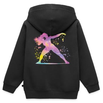 Lanceur de poids Colorsplash Lancer de poids - Sweat Premium à capuche zippé enfant bio - noir - Dos - AI Model Kid Male (0cm)
