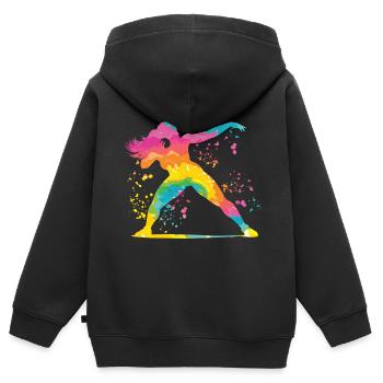 Lanceur de poids Colorsplash Lancer de poids - Sweat Premium à capuche zippé enfant bio - noir - Dos - AI Model Kid Male (0cm)