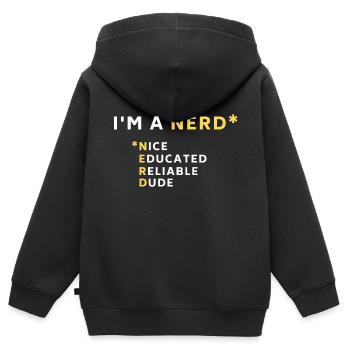 Je suis un Nerd - Sweat Premium à capuche zippé enfant bio - noir - Dos - AI Model Kid Male (0cm)