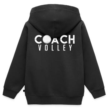 Coach Volleyball | Cadeau coach Volleyball coach - Sweat Premium à capuche zippé enfant bio - noir - Dos - AI Model Kid Male (0cm)