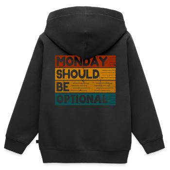 Monday should be optional Vintage bunt - Kinder Premium Organic Zip Hoodie - Schwarz - Hinten - AI Model Kid Male (0cm)