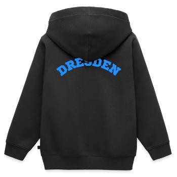 Dresden - Kinder Premium Organic Zip Hoodie - Schwarz - Hinten - AI Model Kid Male (0cm)