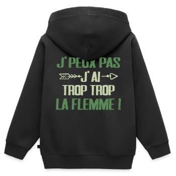 Faulheit Design Entspannter Humor & vermeintliche Faulheit - Kinder Premium Organic Zip Hoodie - Schwarz - Hinten - AI Model Kid Male (0cm)