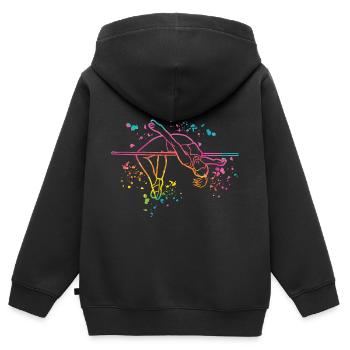 Saut en hauteur Aquarelle Saut en hauteur - Sweat Premium à capuche zippé enfant bio - noir - Dos - AI Model Kid Male (0cm)