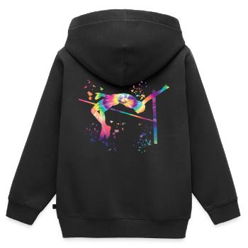 Saut en hauteur Aquarelle Saut en hauteur - Sweat Premium à capuche zippé enfant bio - noir - Dos - AI Model Kid Male (0cm)
