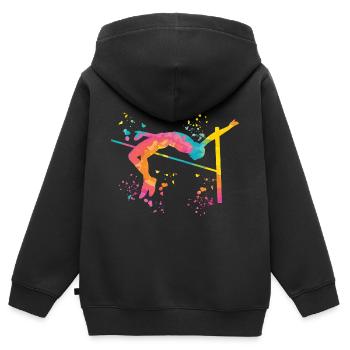 Saut en hauteur Aquarelle Saut en hauteur - Sweat Premium à capuche zippé enfant bio - noir - Dos - AI Model Kid Male (0cm)
