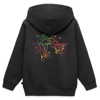 Saut en hauteur Aquarelle Saut en hauteur - Sweat Premium à capuche zippé enfant bio - noir - Dos - AI Model Kid Male (0cm)