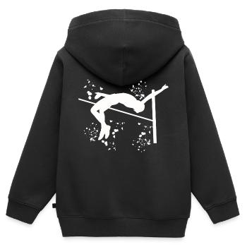 Saut en hauteur Aquarelle Saut en hauteur - Sweat Premium à capuche zippé enfant bio - noir - Dos - AI Model Kid Male (0cm)