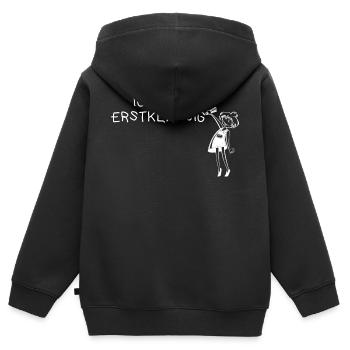 Einschulung - Kinder Premium Organic Zip Hoodie - Schwarz - Hinten - AI Model Kid Male (0cm)