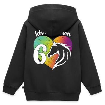 Ich bin schon 6 Geburtstagsshirt Mädchen Pferd - Kinder Premium Organic Zip Hoodie - Schwarz - Hinten - AI Model Kid Male (0cm)