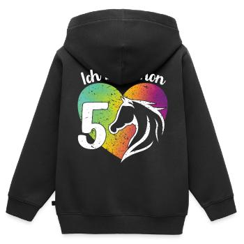 Ich bin schon 5 Geburtstagsshirt Mädchen Pferd - Kinder Premium Organic Zip Hoodie - Schwarz - Hinten - AI Model Kid Male (0cm)