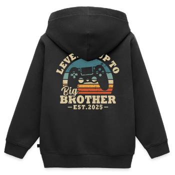 Zum großen Bruder aufgestiegen 2025 - Kinder Premium Organic Zip Hoodie - Schwarz - Hinten - AI Model Kid Male (0cm)