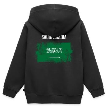 Saudi-Arabien - Kinder Premium Organic Zip Hoodie - Schwarz - Hinten - AI Model Kid Male (0cm)