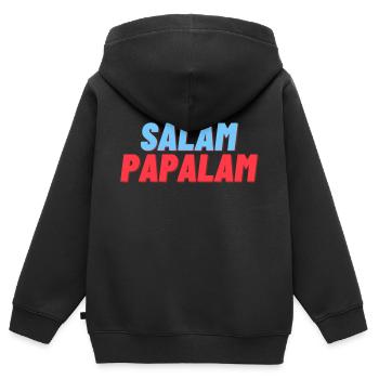 SALAM PAPALAM - Kinder Premium Organic Zip Hoodie - Schwarz - Hinten - AI Model Kid Male (0cm)