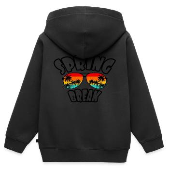 Spring Break Retro Sonnenuntergang & Strand - Kinder Premium Organic Zip Hoodie - Schwarz - Hinten - AI Model Kid Male (0cm)