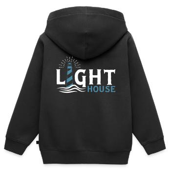 phare - Sweat Premium à capuche zippé enfant bio - noir - Dos - AI Model Kid Male (0cm)