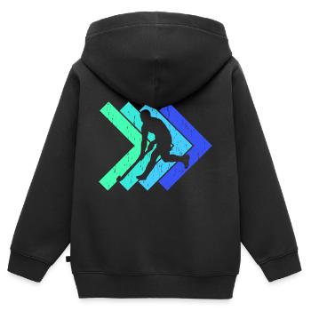 Retro Feldhockey Hallenhockey Spieler - Kinder Premium Organic Zip Hoodie - Schwarz - Hinten - AI Model Kid Male (0cm)
