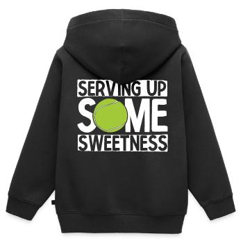 Tennisplatz Spruch Für Tennis - Kinder Premium Organic Zip Hoodie - Schwarz - Hinten - AI Model Kid Male (0cm)