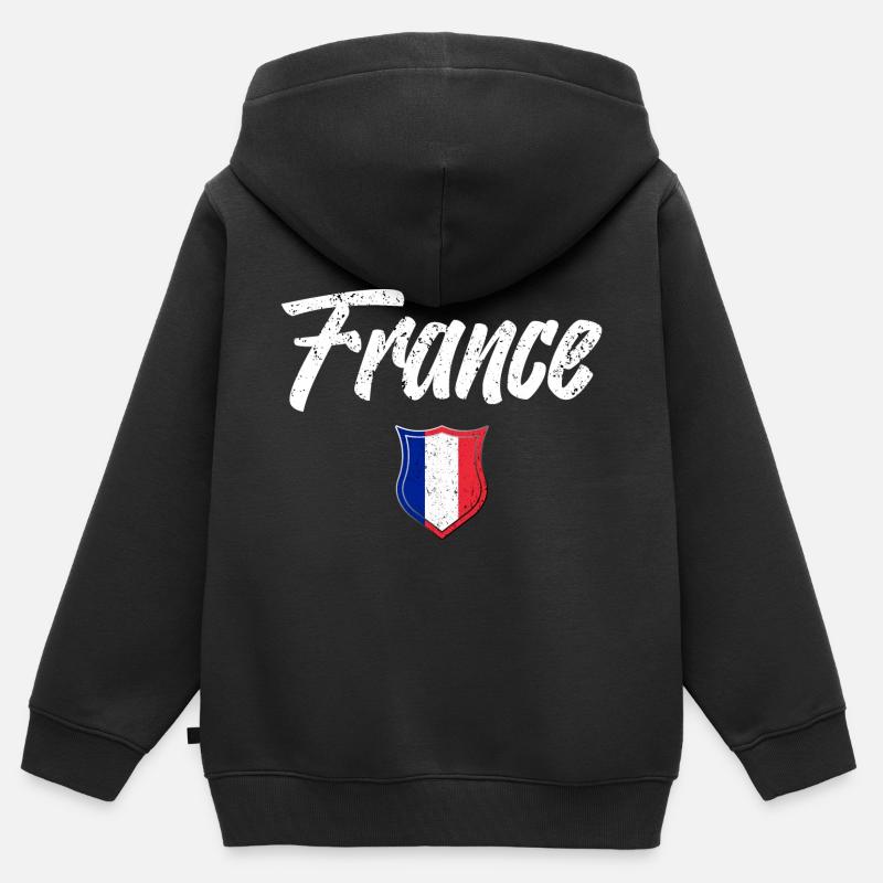 FRANCE - Sweat Premium à capuche zippé enfant bio - noir