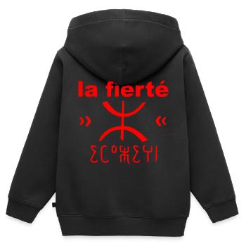 La fierté Amazigh Rif - Sweat Premium à capuche zippé enfant bio - noir - Dos - AI Model Kid Male (0cm)