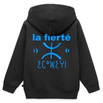 La fierté Amazigh Chleuh - Sweat Premium à capuche zippé enfant bio - noir - Dos - AI Model Kid Male (0cm)