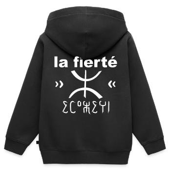 Amazigh T-shirt Personnalisé - Sweat Premium à capuche zippé enfant bio - noir - Dos - AI Model Kid Male (0cm)