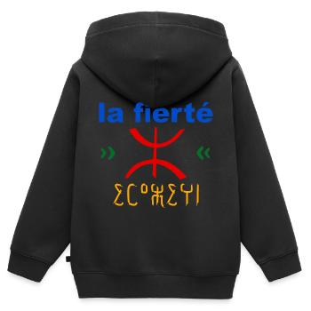 La fierté Amazigh Maroc Algérie Grand Tamazgha - Sweat Premium à capuche zippé enfant bio - noir - Dos - AI Model Kid Male (0cm)
