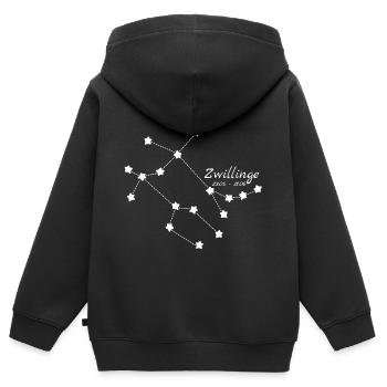 Sternzeichen Zwillinge - Sternenkonstellation - Kinder Premium Organic Zip Hoodie - Schwarz - Hinten - AI Model Kid Male (0cm)