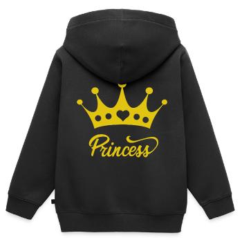 Princesse avec Queen Roi Couronne Couronne Couronne - Sweat Premium à capuche zippé enfant bio - noir - Dos - AI Model Kid Male (0cm)