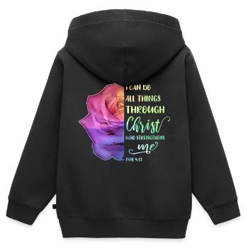 I Can Do All Things Through Christ LGBT Jesus - Kinder Premium Organic Zip Hoodie - Schwarz - Hinten - AI Model Kid Male (0cm)