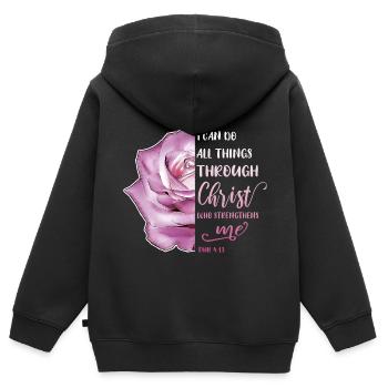I Can Do All Things Through Christ LGBT Jesus - Kinder Premium Organic Zip Hoodie - Schwarz - Hinten - AI Model Kid Male (0cm)