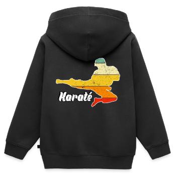 Karaté - Sweat Premium à capuche zippé enfant bio - noir - Dos - AI Model Kid Male (0cm)