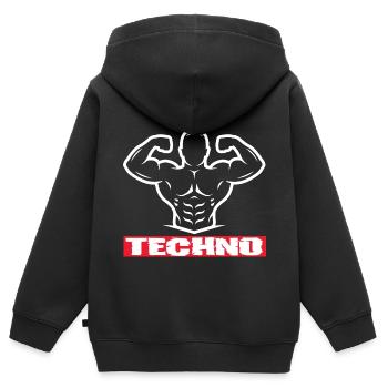 Festival - Kinder Premium Organic Zip Hoodie - Schwarz - Hinten - AI Model Kid Male (0cm)