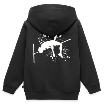 Saut en hauteur Aquarelle Saut en hauteur - Sweat Premium à capuche zippé enfant bio - noir - Dos - AI Model Kid Male (0cm)