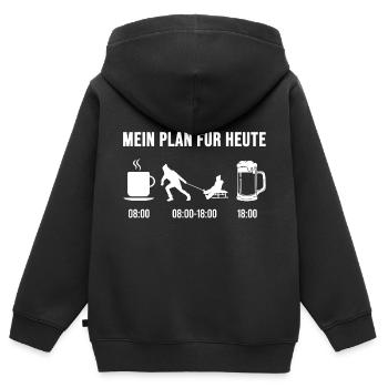 Schlitten fahren Rodeln gehen Schlitten ziehen - Kinder Premium Organic Zip Hoodie - Schwarz - Hinten - AI Model Kid Male (0cm)